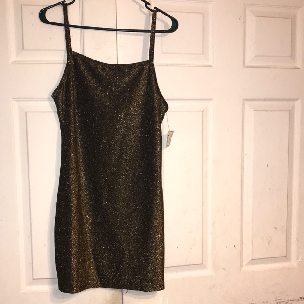 Juniors Metallic Gold Slip Dress